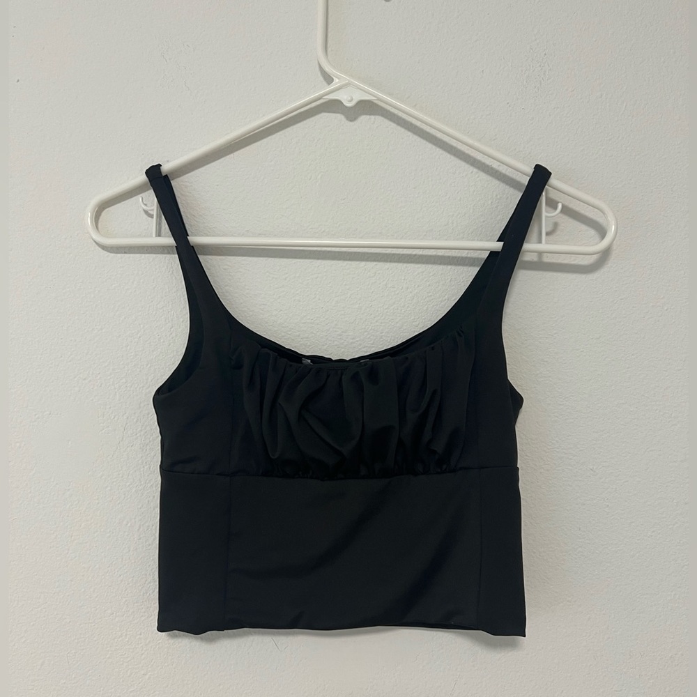 NLW Black Ruched Crop Top